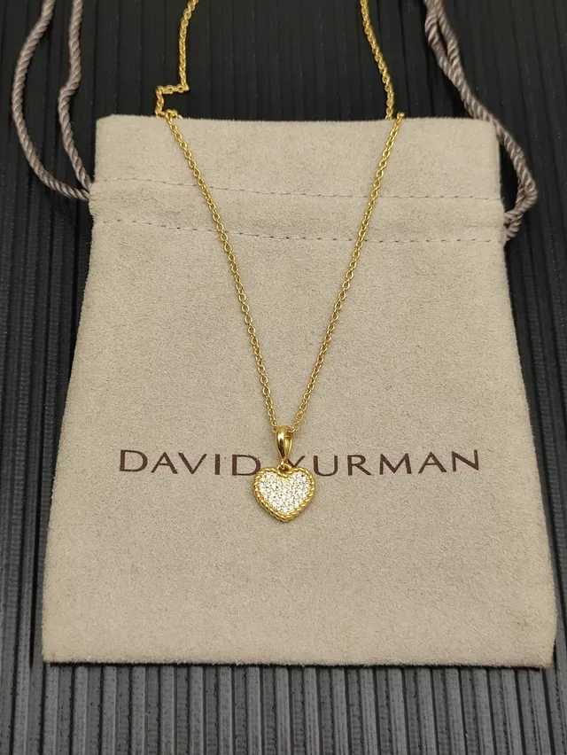 Gold Silver Heart-Shaped Pavé-Set Necklace 9