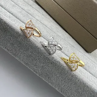 Gold Silver Open-Band Pavé-Set Ring