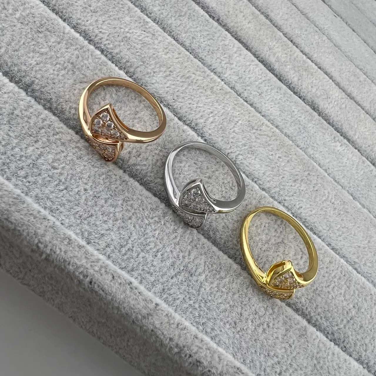 Gold Silver Open-Band Pavé-Set Ring 5
