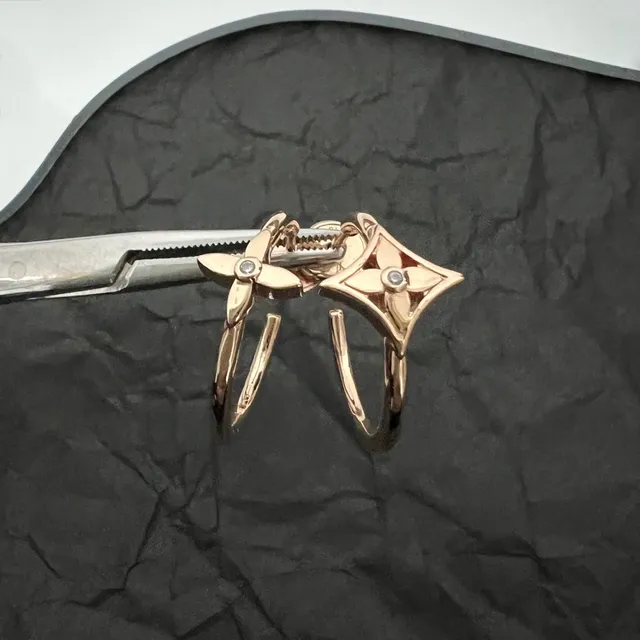 Gold Silver Openwork Floral Motif Ring 3