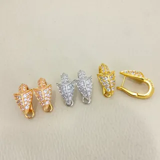 Gold Silver Pave-Set Arrowhead-Shaped Earrings