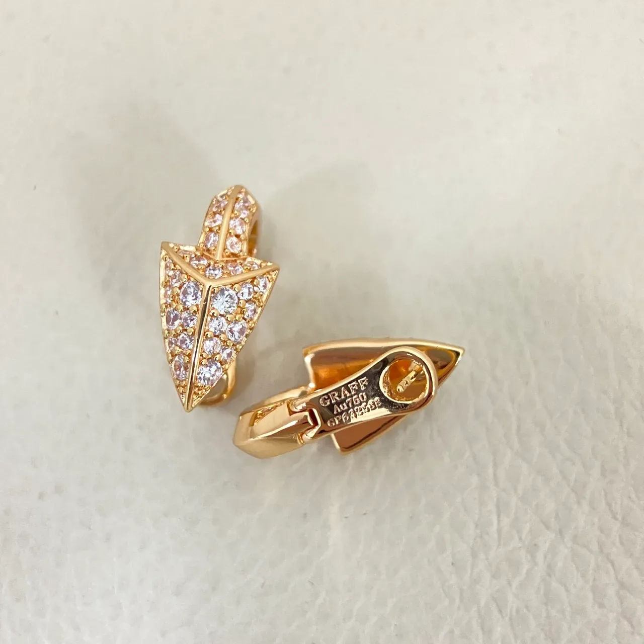 Gold Silver Pave-Set Arrowhead-Shaped Earrings 3
