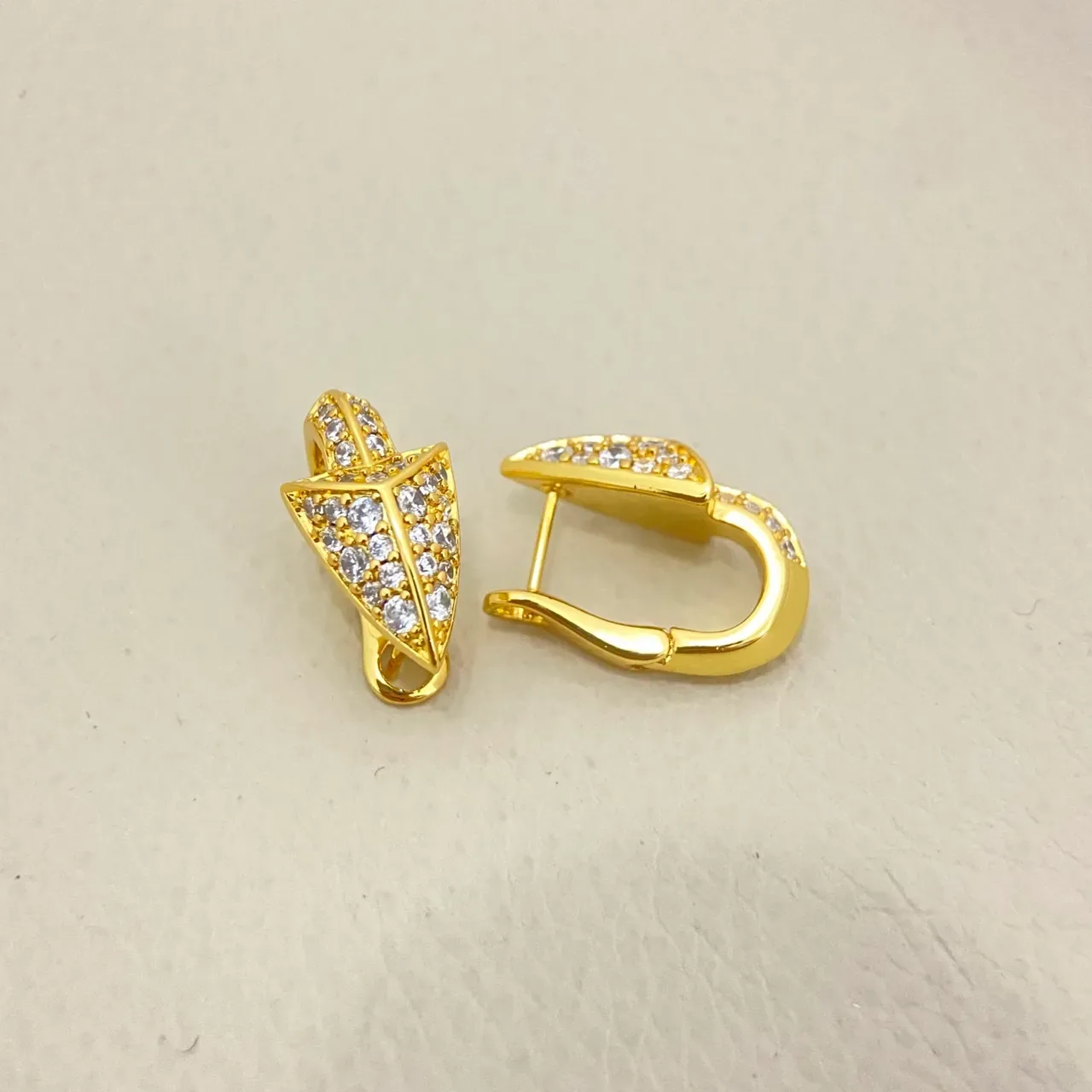 Gold Silver Pave-Set Arrowhead-Shaped Earrings 5