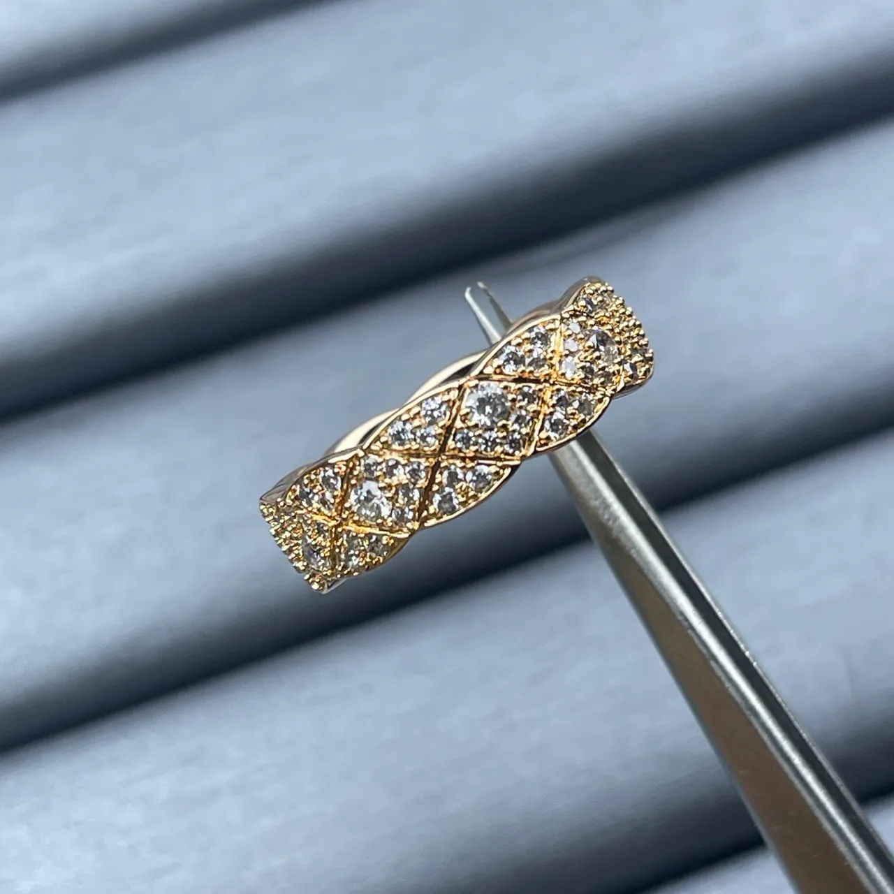 Gold Silver Pavé-Set Twisted Band Ring 3
