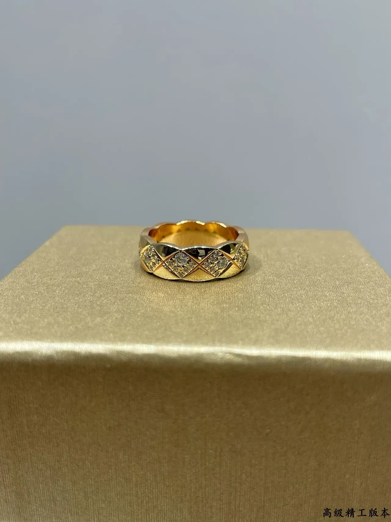 Gold Silver Quilted Diamond Pavé Continuous Band Ring 5