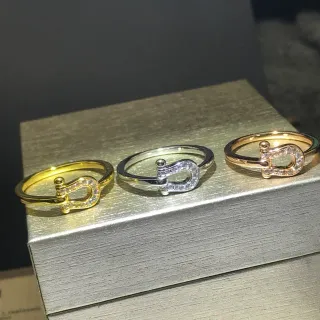 Gold Silver Rose Gold Horseshoe Pavé Stone Rings