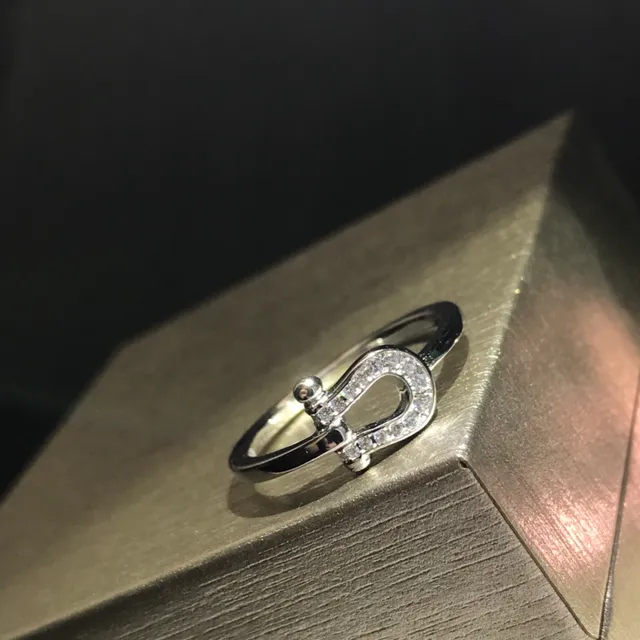Gold Silver Rose Gold Horseshoe Pavé Stone Rings 4