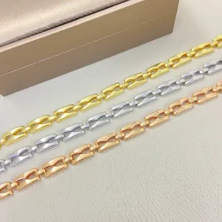 Oro, Plata, Oro Rosa, Brazaletes de eslabones rectangulares entrelazados