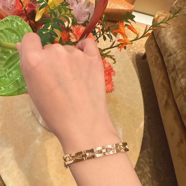 Gold Silver Rose Gold Interlocking Rectangular Link Bracelets 3