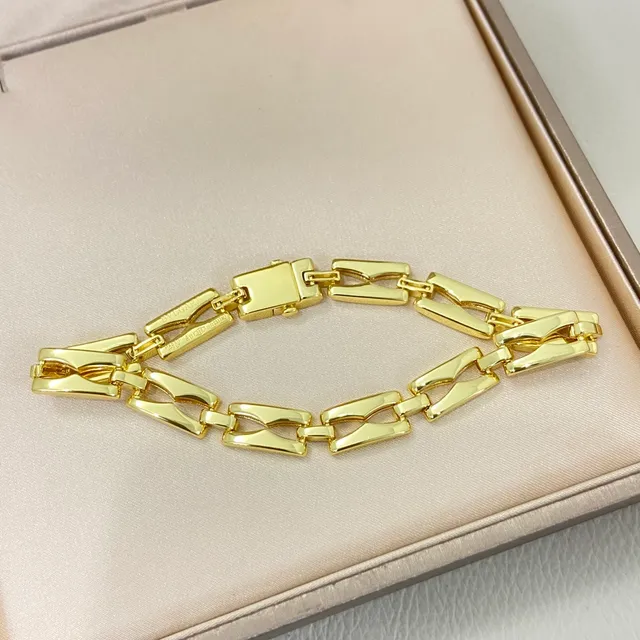 Gold Silver Rose Gold Interlocking Rectangular Link Bracelets 5
