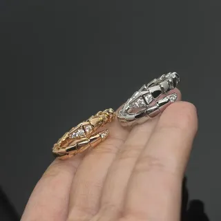 Gold Silver Segmented Articulated Band Pavé-Set Stones Ring