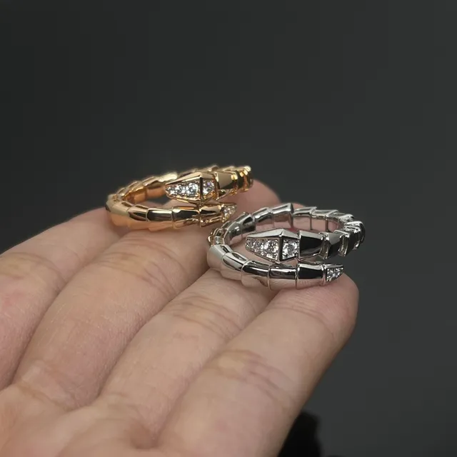 Gold Silver Segmented Articulated Band Pavé-Set Stones Ring 2