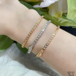 Pulsera Bangle de Oro y Plata Delgada con Piedras Redondas Engarzadas en Bezel