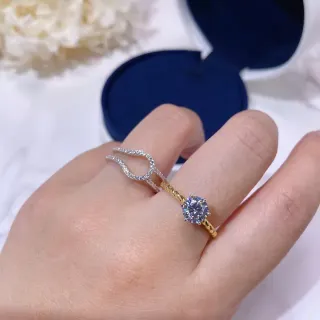 Gold Silver Twisted Rope Band Solitaire Round-Cut Stone Ring