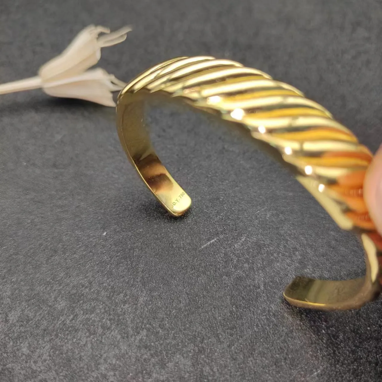 Gold Silver Twisted Rope Texture Open Cuff Bracelet 4