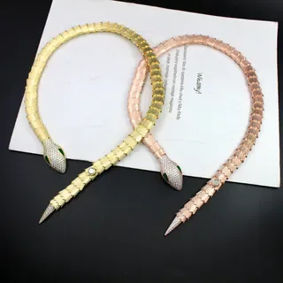 Gold Snake-Shaped Scale-Textured Necklace 5