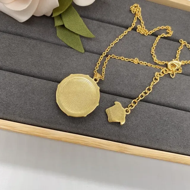 Gold-Tone Circular Enamel Medallion Pendant Necklaces 5