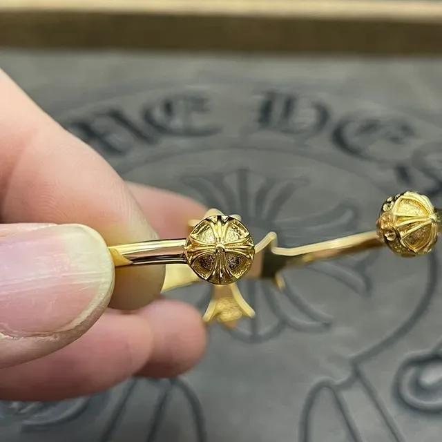 Gold-Tone Cross Motif Pave-Set Open Bangle Bracelet 3