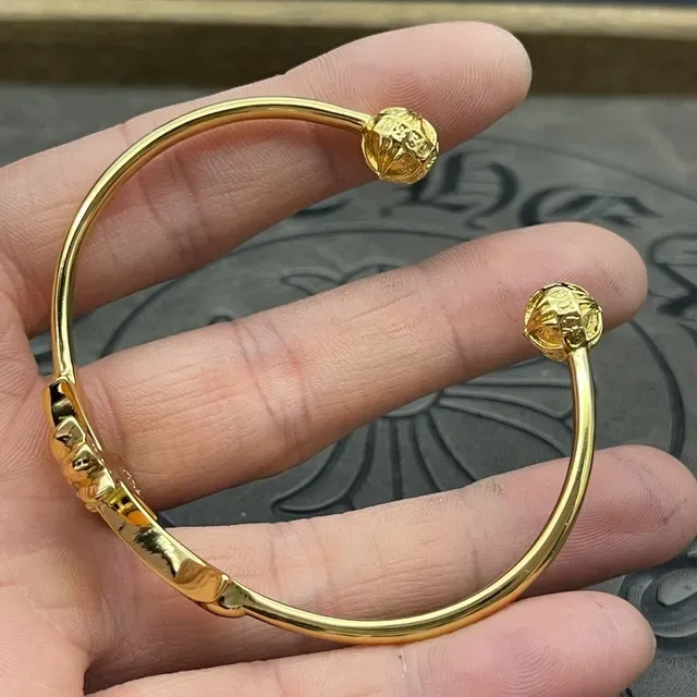 Gold-Tone Cross Motif Pave-Set Open Bangle Bracelet 7