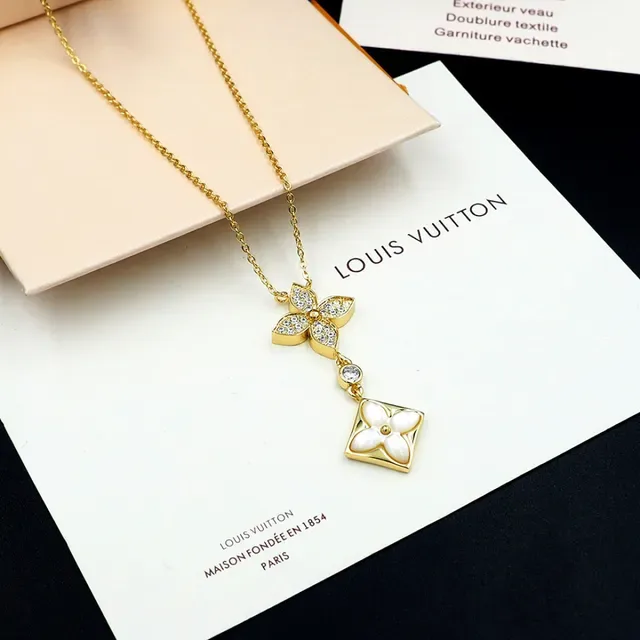 Gold-Tone Floral Pavé Crystal and Mother-of-Pearl Pendant Necklace 3
