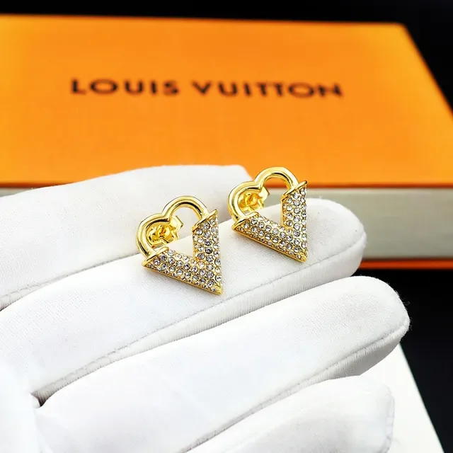Gold-Tone Heart and V Pavé Crystal Stud Earrings 2