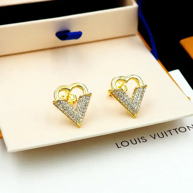 Gold-Tone Heart and V Pavé Crystal Stud Earrings 4