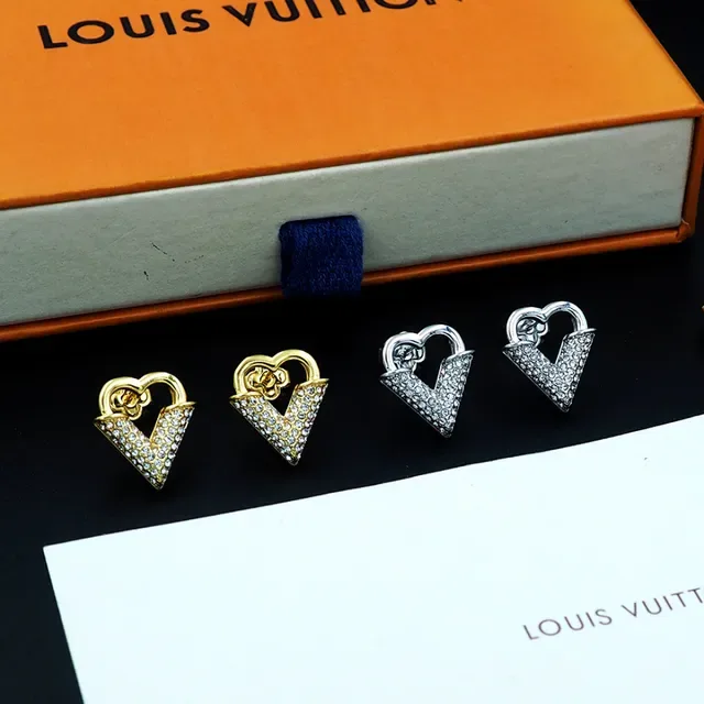 Gold-Tone Heart and V Pavé Crystal Stud Earrings 5
