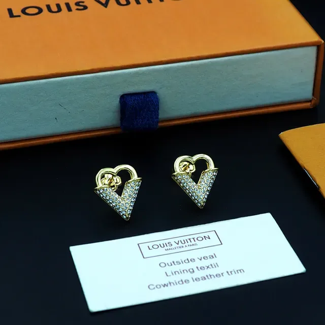 Gold-Tone Heart and V Pavé Crystal Stud Earrings 8