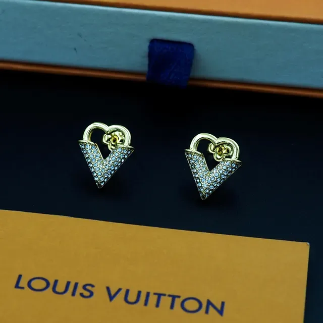 Gold-Tone Heart and V Pavé Crystal Stud Earrings 9