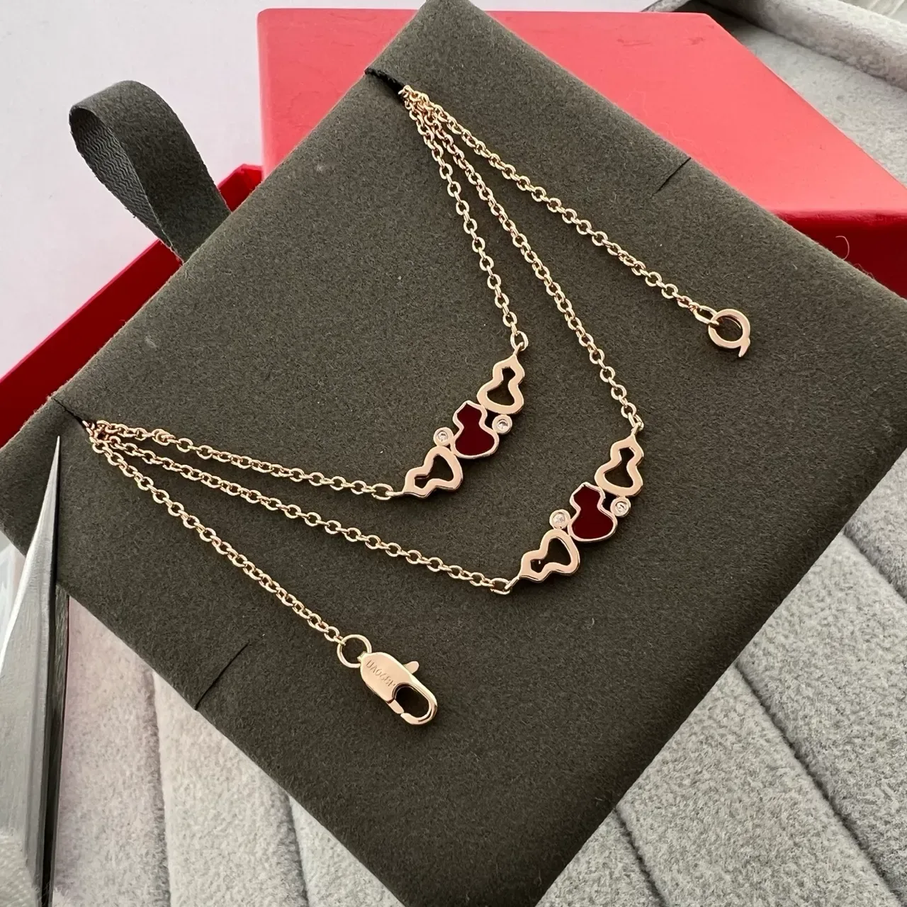 Gold-Tone Heart Enamel and Crystal Pendant Necklaces 5