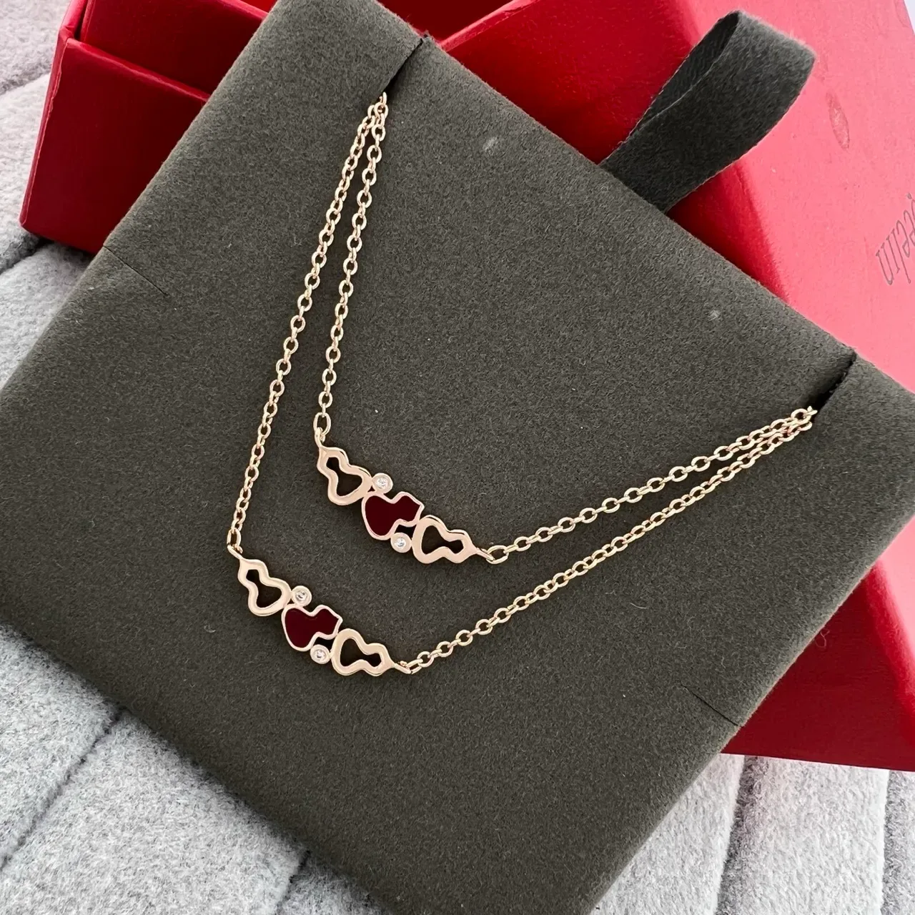 Gold-Tone Heart Enamel and Crystal Pendant Necklaces 6