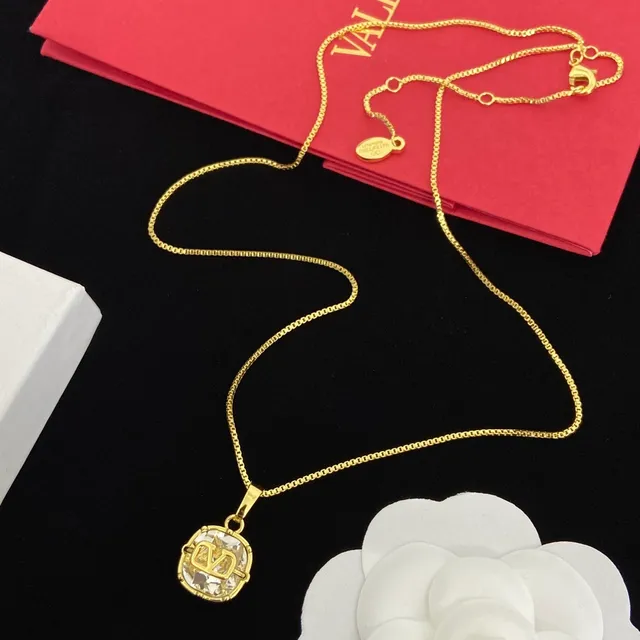 Gold-Tone Monogram Crystal Pendant Necklaces 3