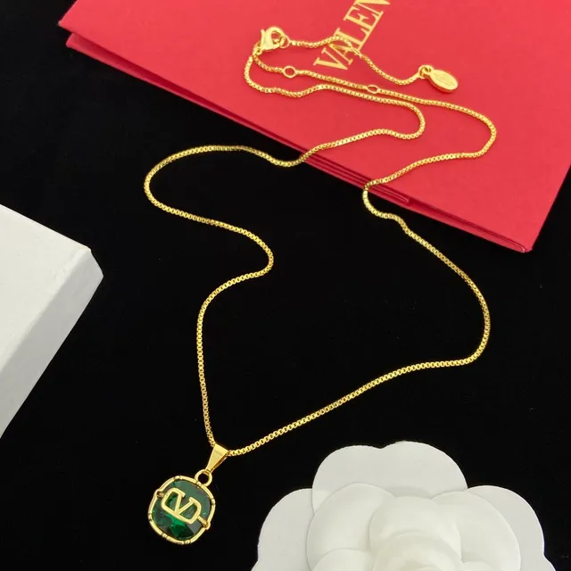 Gold-Tone Monogram Crystal Pendant Necklaces 5