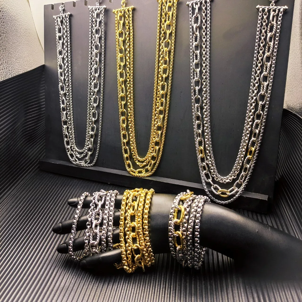 Gold-Tone Multi-Strand Chain Link Toggle Clasp Necklace 2