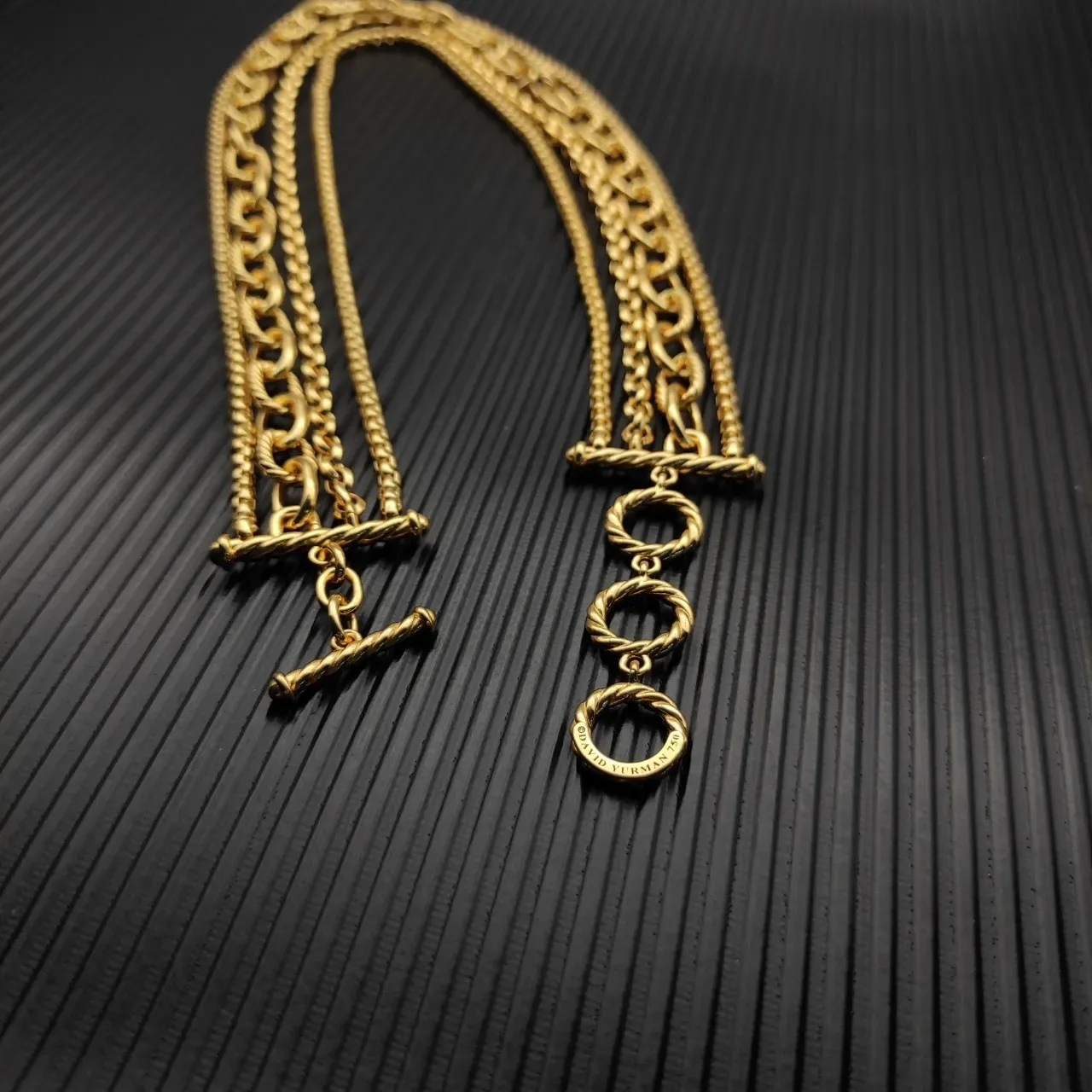 Gold-Tone Multi-Strand Chain Link Toggle Clasp Necklace 4