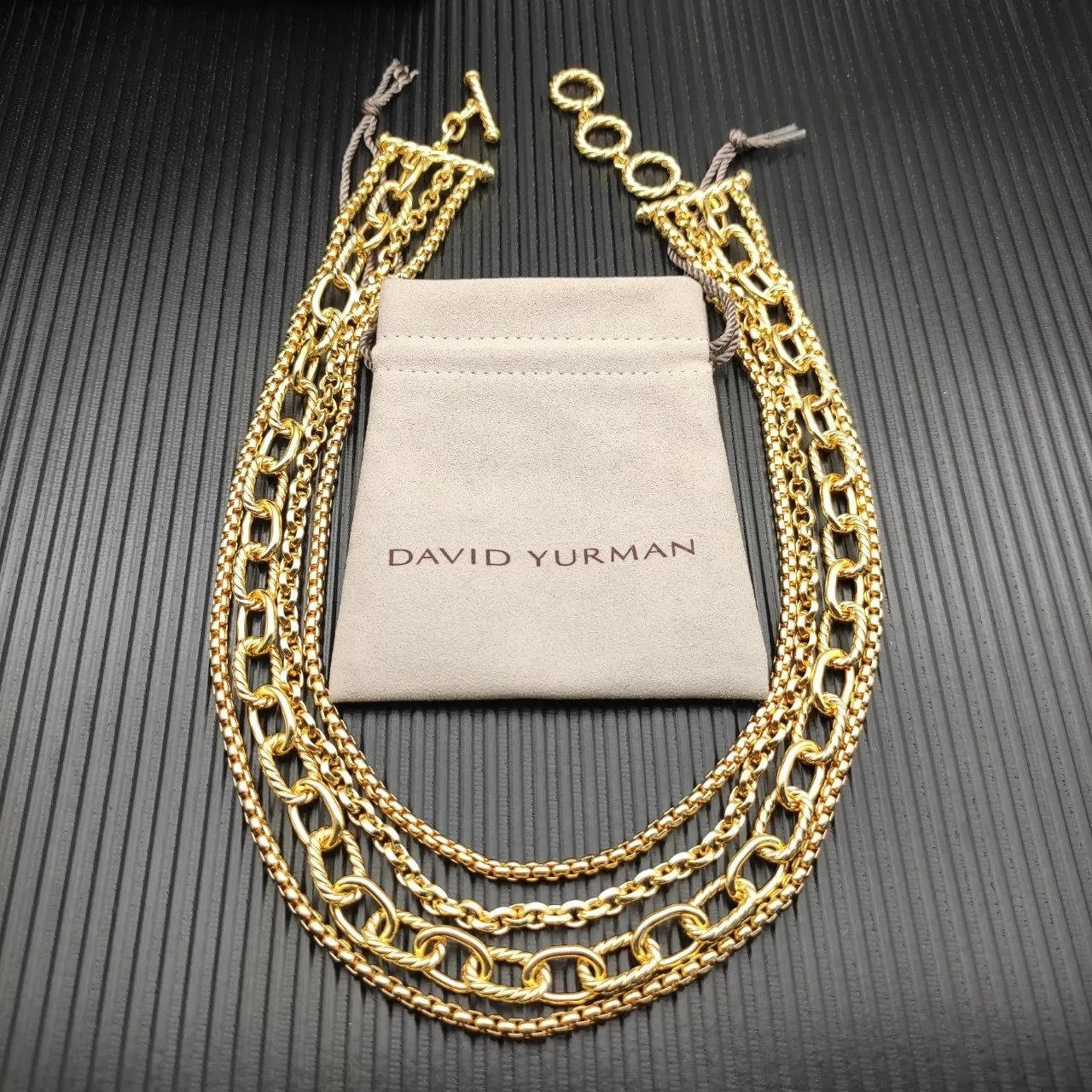 Gold-Tone Multi-Strand Chain Link Toggle Clasp Necklace 9