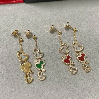 Gold-Tone Pavé and Enamel Heart Charm Drop Earrings