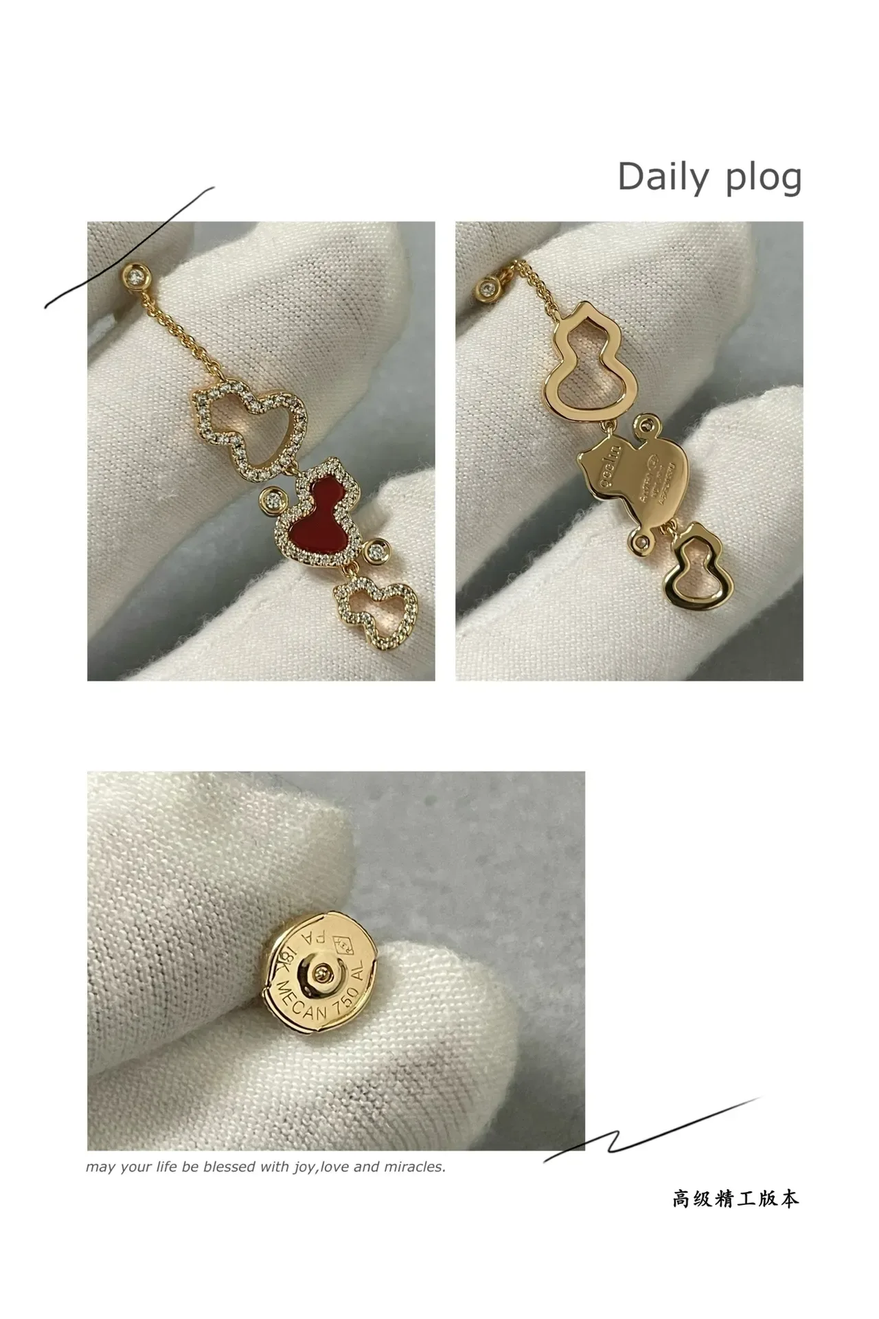 Gold-Tone Pavé and Enamel Heart Charm Drop Earrings 2