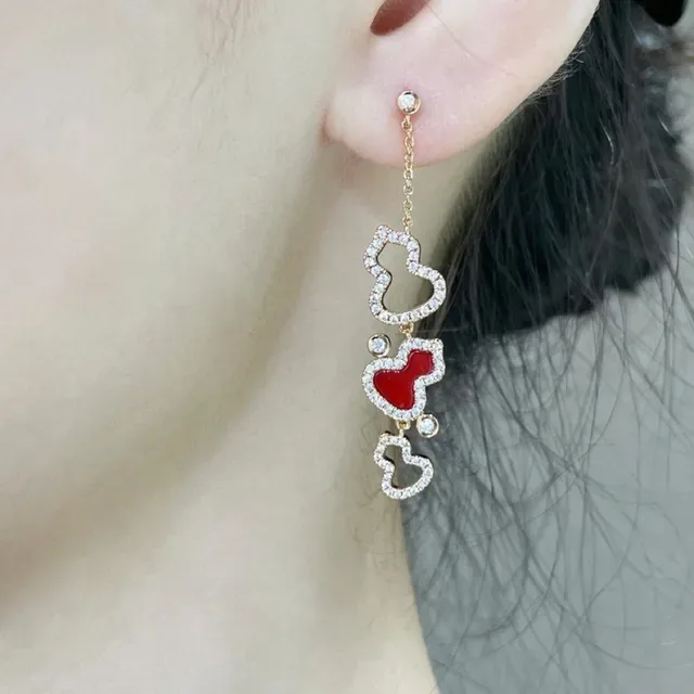 Gold-Tone Pavé and Enamel Heart Charm Drop Earrings 8