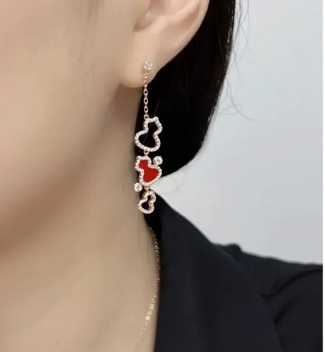Gold-Tone Pavé and Enamel Heart Charm Drop Earrings 9