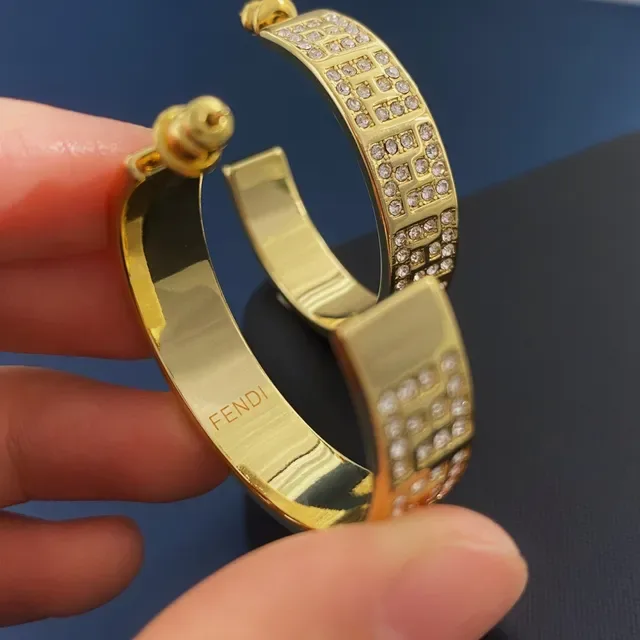 Gold-Tone Pavé Crystal Geometric Lattice Hoop Earrings 2