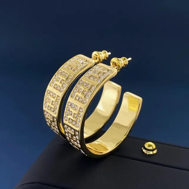 Gold-Tone Pavé Crystal Geometric Lattice Hoop Earrings 4