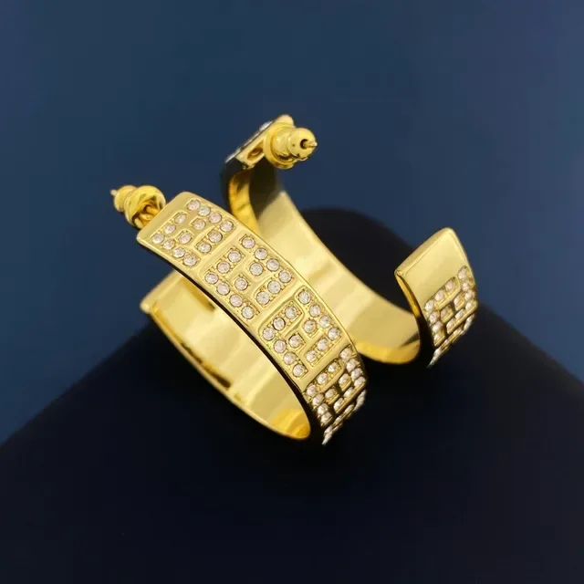 Gold-Tone Pavé Crystal Geometric Lattice Hoop Earrings 6