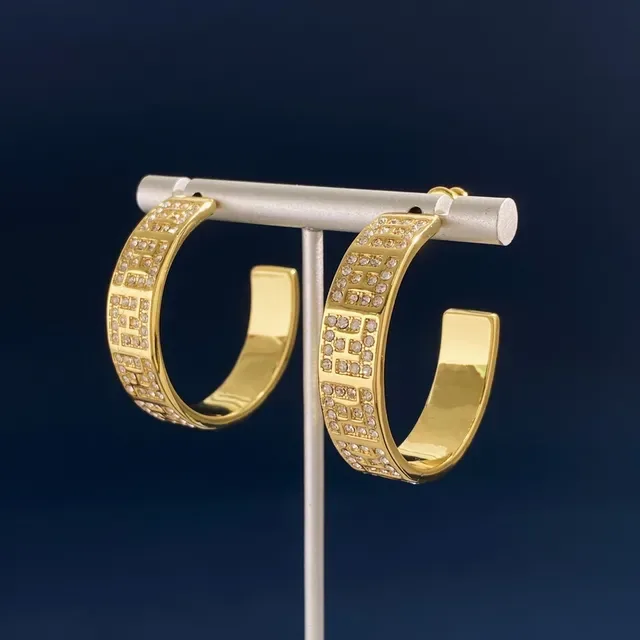 Gold-Tone Pavé Crystal Geometric Lattice Hoop Earrings 7