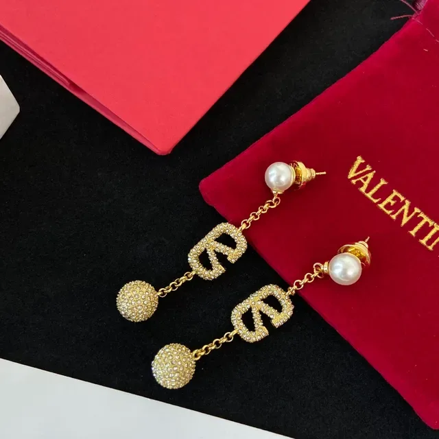 Gold-Tone Pavé Crystal Pearl Logo-Motif Dangle Earrings 6