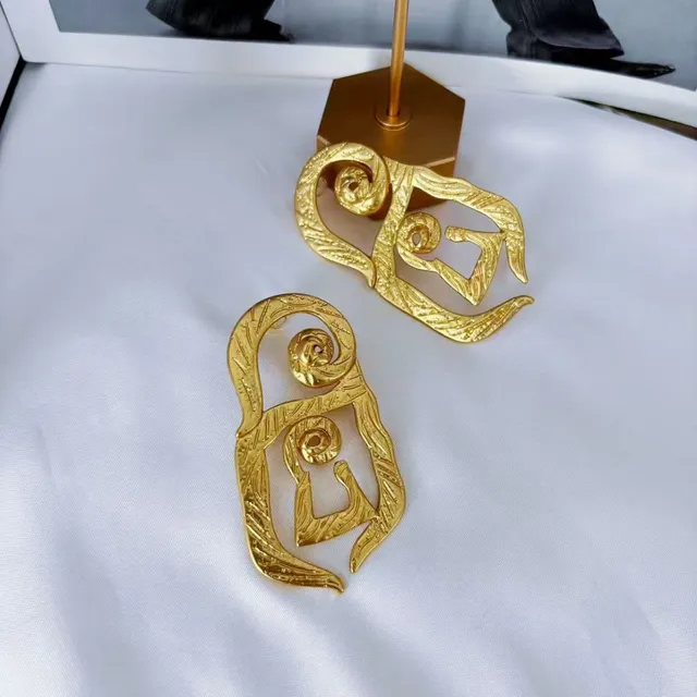 Gold-Tone Sculptural Organic Earrings 2