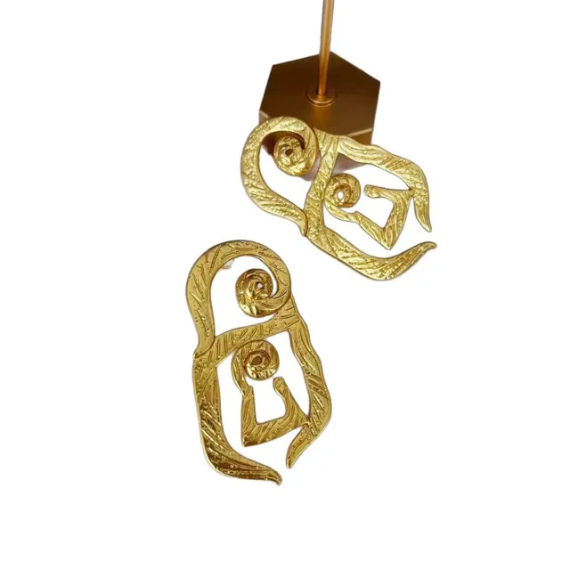Gold-Tone Sculptural Organic Earrings 3