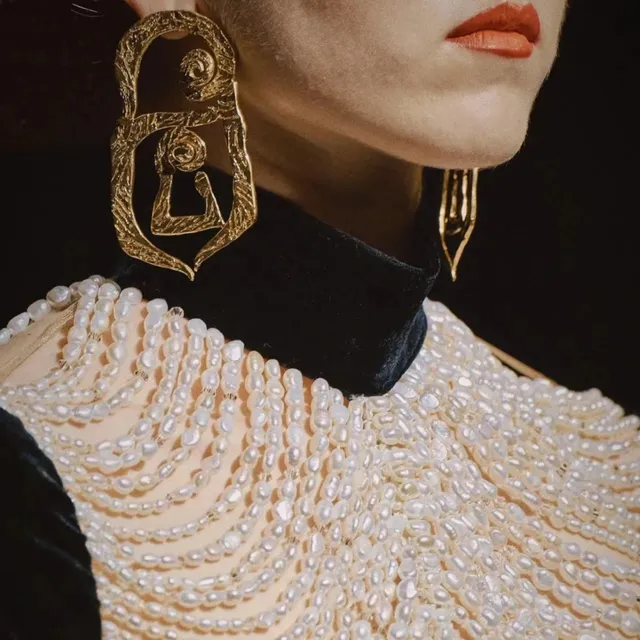 Gold-Tone Sculptural Organic Earrings 4