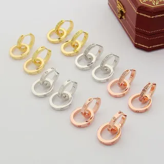 Gold Tone Silver Tone Rose Gold Tone Double-Ring Screw-Back Hoop Earrings