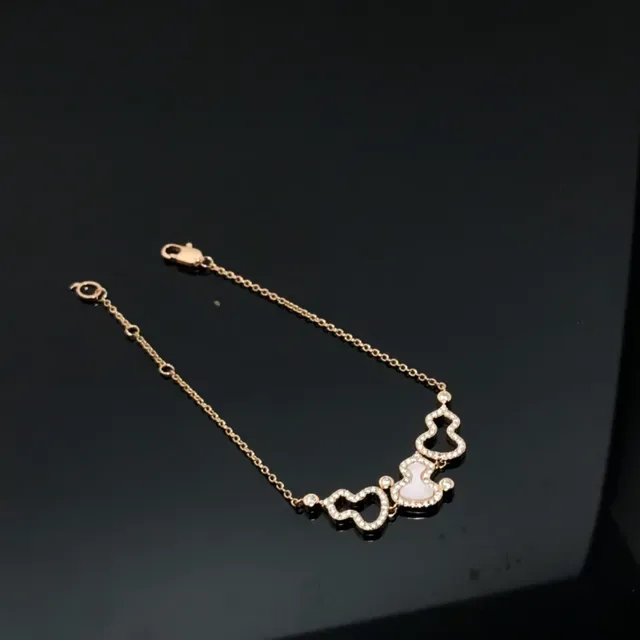 Gold-Tone Triple Gourd Motif Pavé Stone Necklace 4